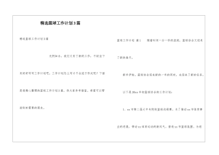 精选篮球工作计划3篇