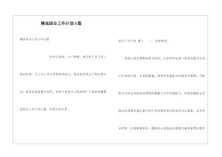 精选综合工作计划3篇