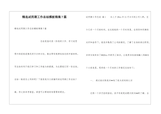 精选试用期工作总结模板锦集7篇