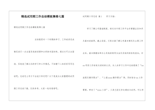 精选试用期工作总结模板集锦七篇