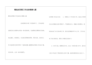 精选试用期工作总结锦集七篇