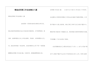 精选试用期工作总结集合八篇