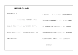 精选语文教学计划4篇