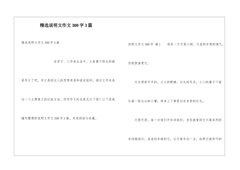 精选说明文作文300字3篇_第1页