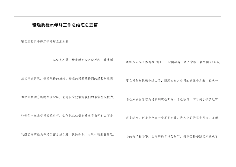 精选质检员年终工作总结汇总五篇_第1页