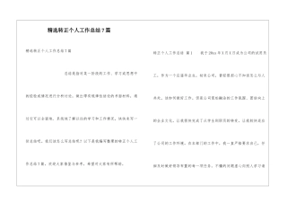 精选转正个人工作总结7篇