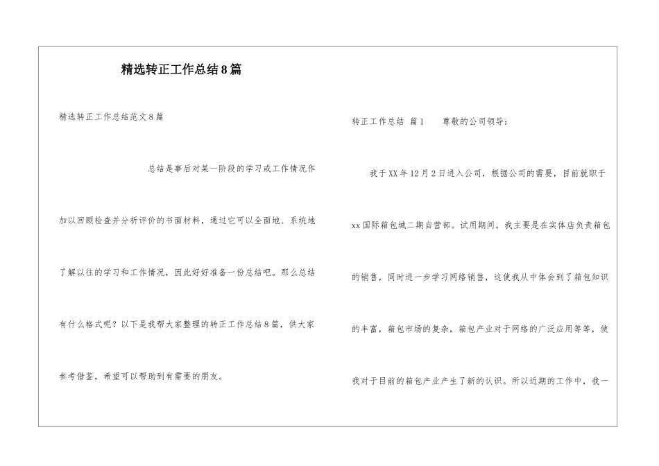 精选转正工作总结8篇_第1页