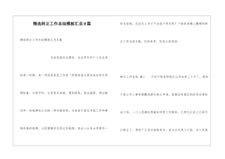 精选转正工作总结模板汇总8篇