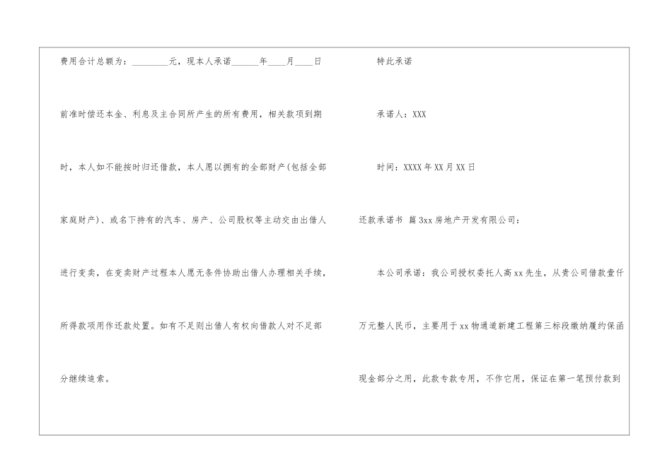 精选还款承诺书锦集八篇_第3页