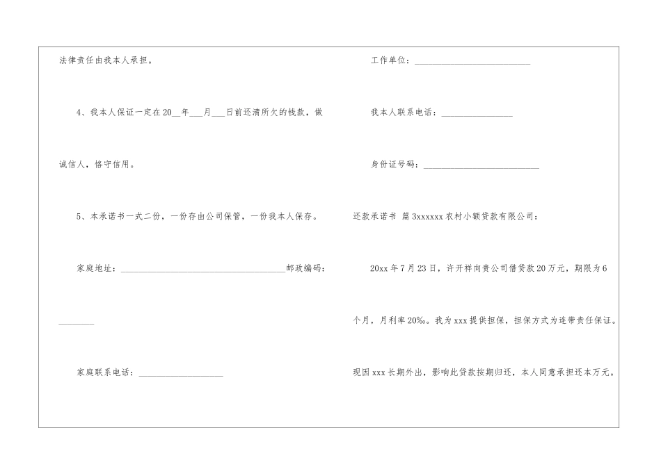 精选还款承诺书模板汇编五篇_第3页