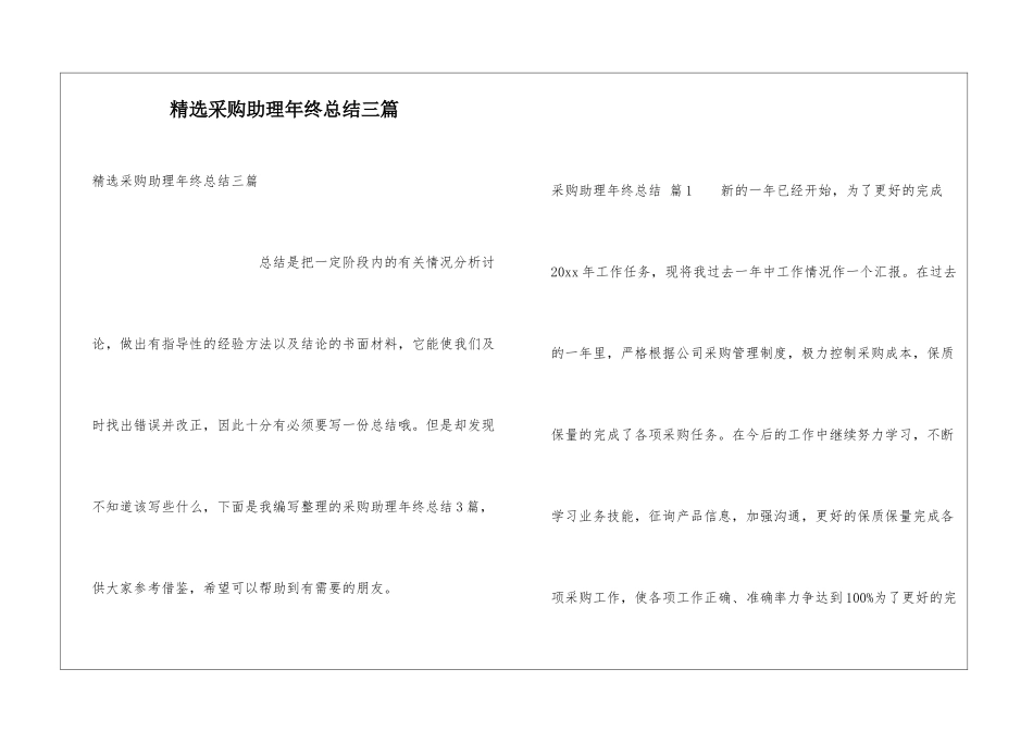 精选采购助理年终总结三篇_第1页