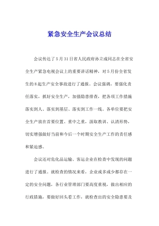 紧急安全生产会议总结