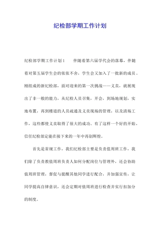 纪检部学期工作计划