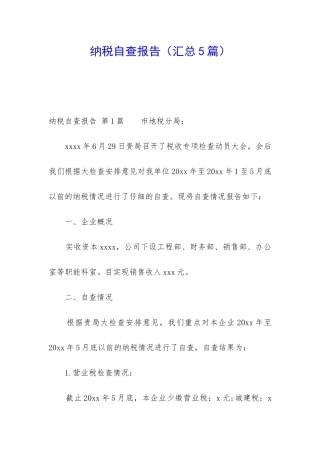 纳税自查报告