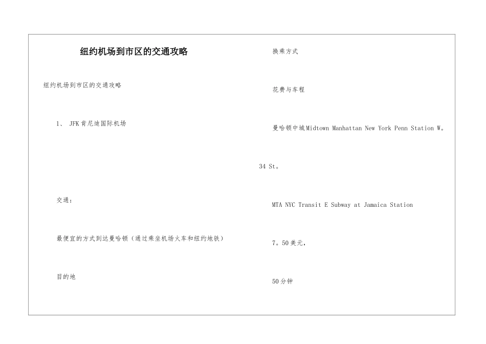 纽约机场到市区的交通攻略_第1页