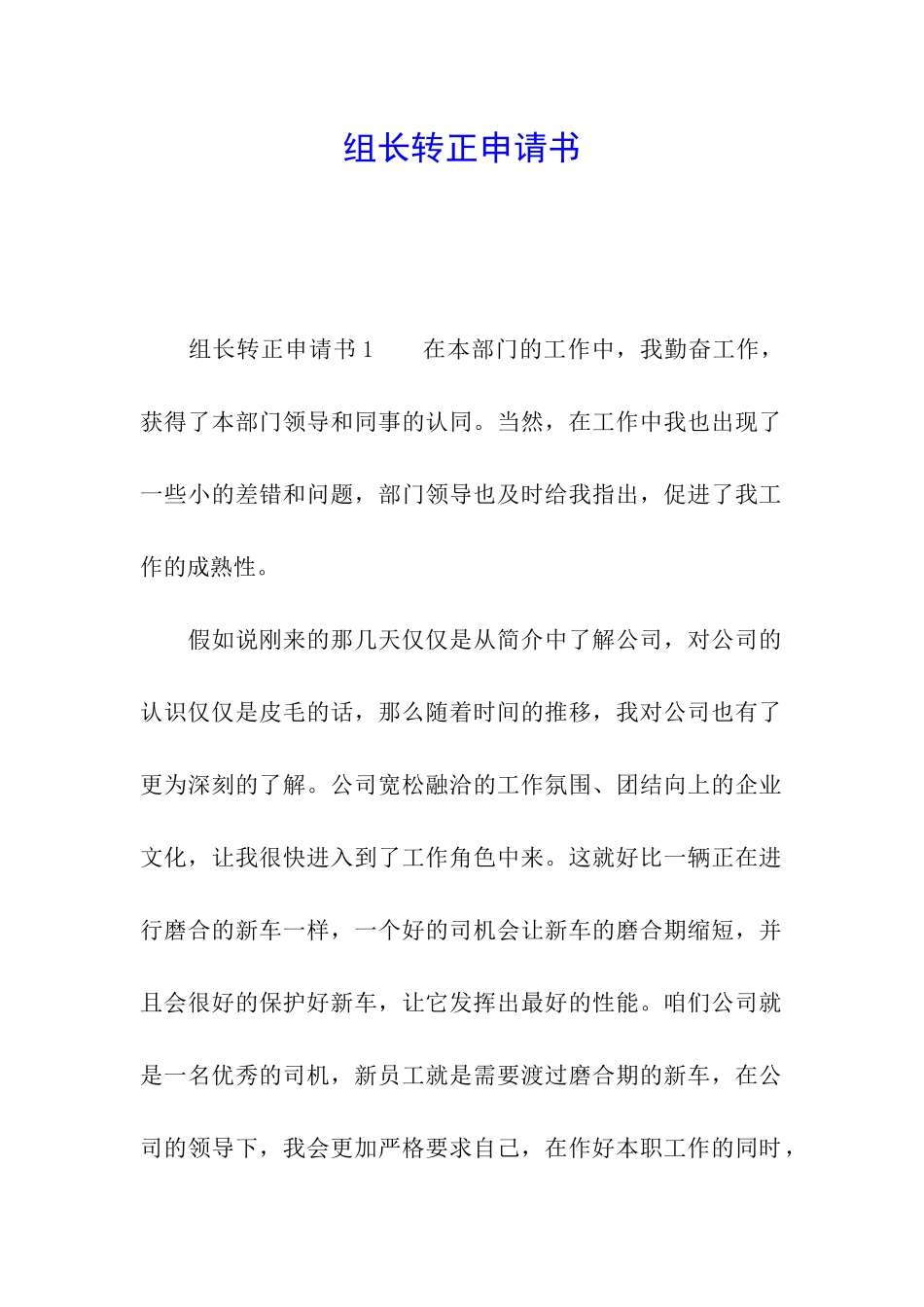 组长转正申请书_第1页