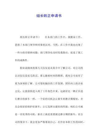 组长转正申请书
