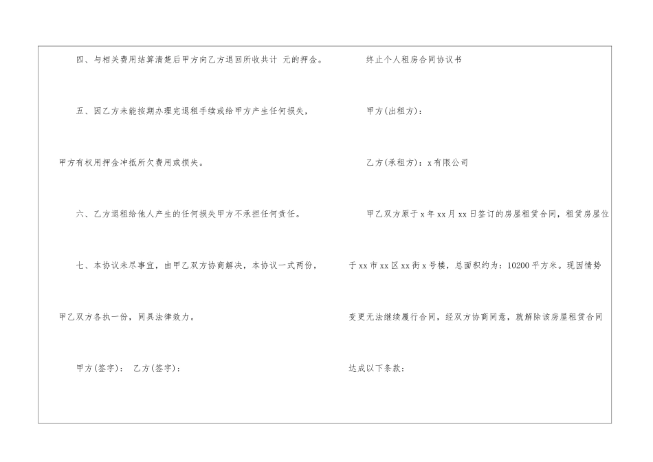 终止个人租房合同协议书-协议书_第2页