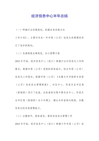 经济信息中心半年总结-