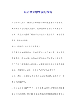 经济学大学生实习报告-