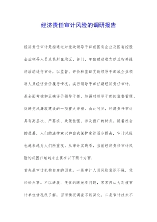 经济责任审计风险的调研报告-