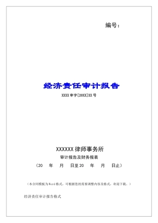 经济责任审计报告格式