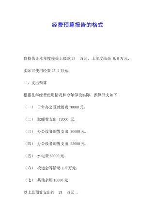 经费预算报告的格式