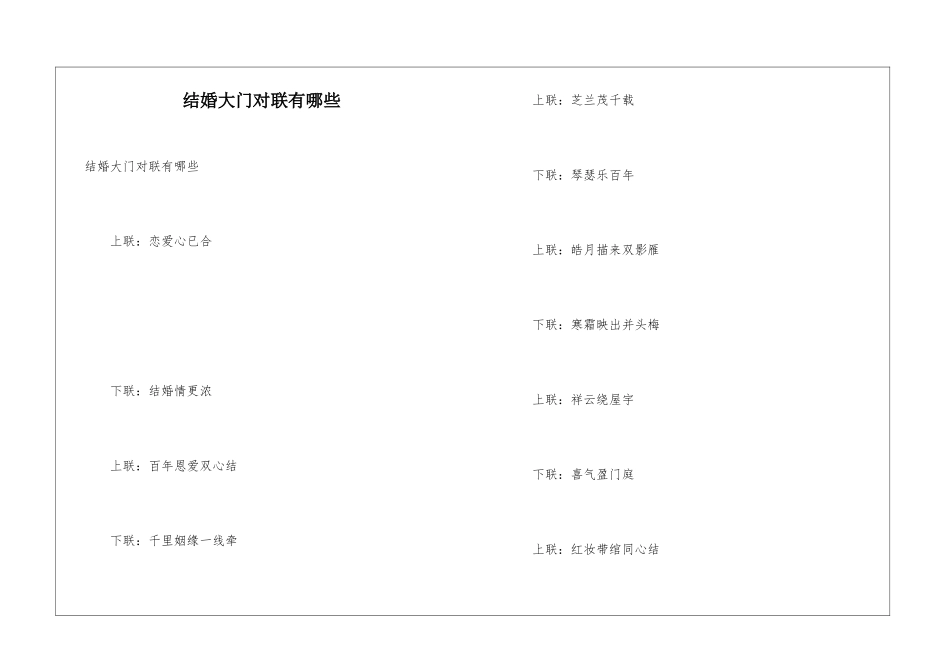 结婚大门对联有哪些_第1页