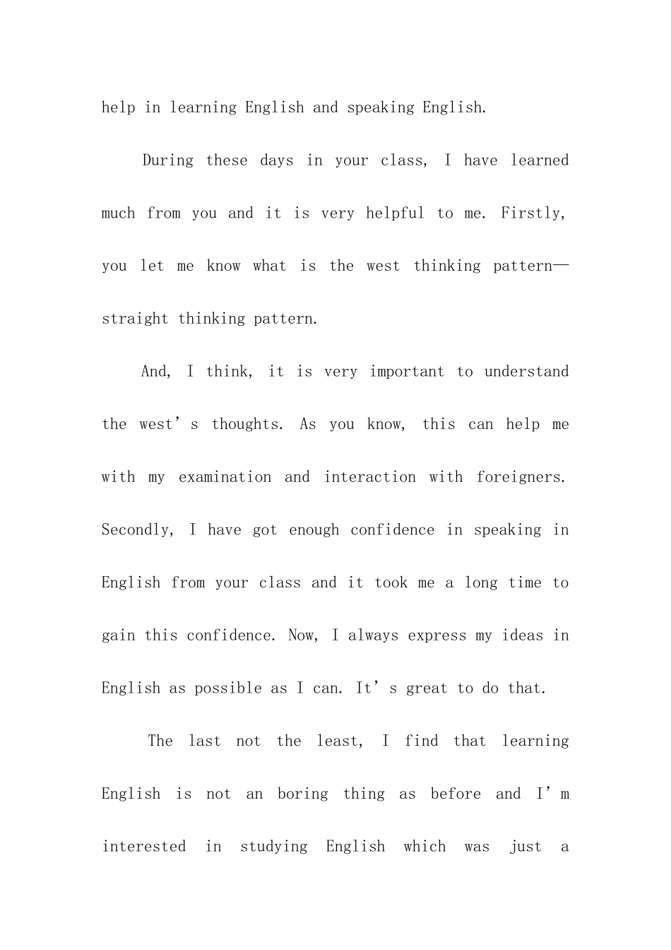 给老师的英文感谢信4篇_第3页