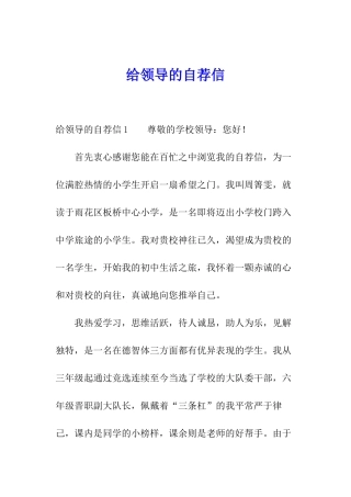 给领导的自荐信