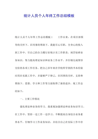 统计人员个人年终工作总结模板