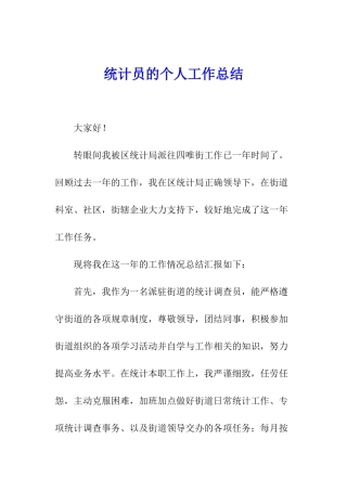 统计员的个人工作总结