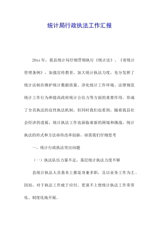 统计局行政执法工作汇报