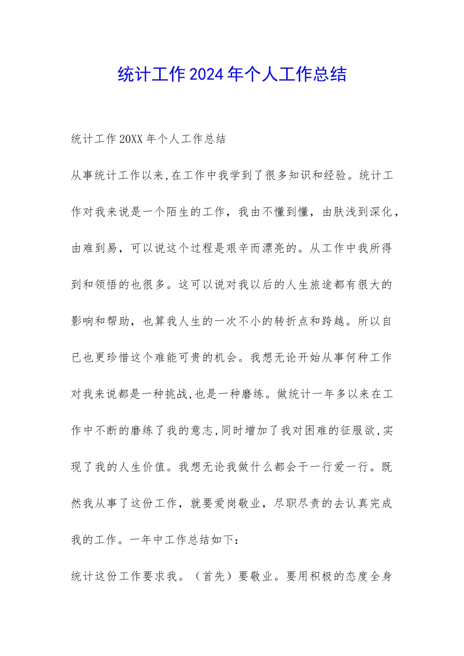 统计工作2024年个人工作总结-_第1页