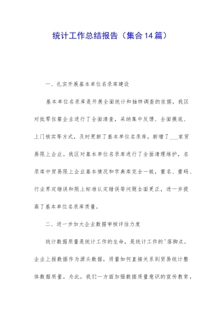 统计工作总结报告
