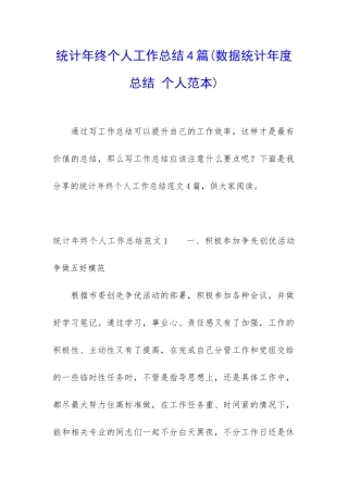 统计年终个人工作总结4篇