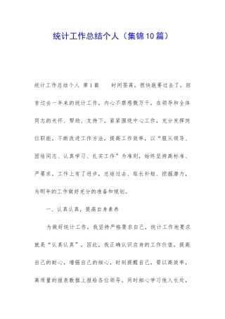 统计工作总结个人