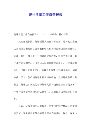 统计质量工作自查报告