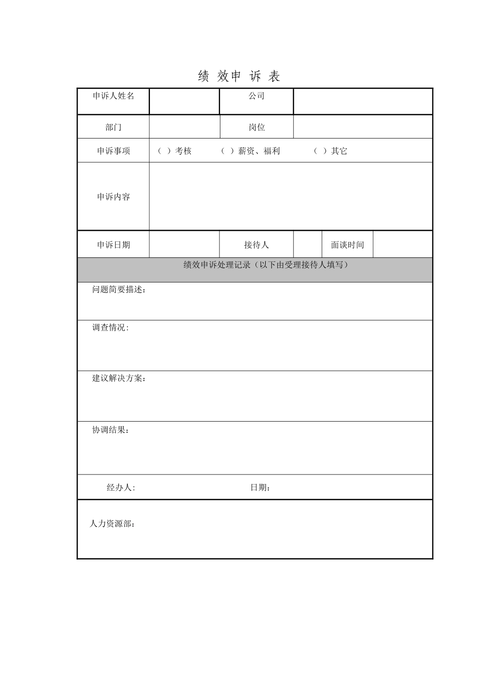 绩效考核申诉表_第1页