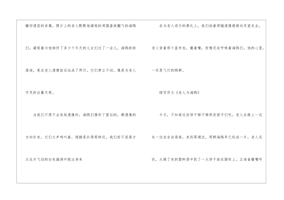 续写200字-《老人与海鸥》续写_第3页