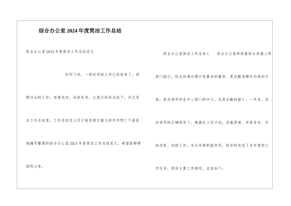 综合办公室2024年度简洁工作总结_第1页