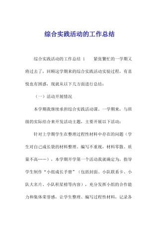 综合实践活动的工作总结