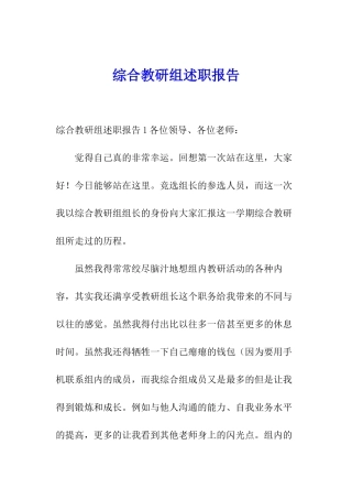 综合教研组述职报告