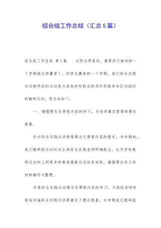 综合组工作总结(汇总5篇)