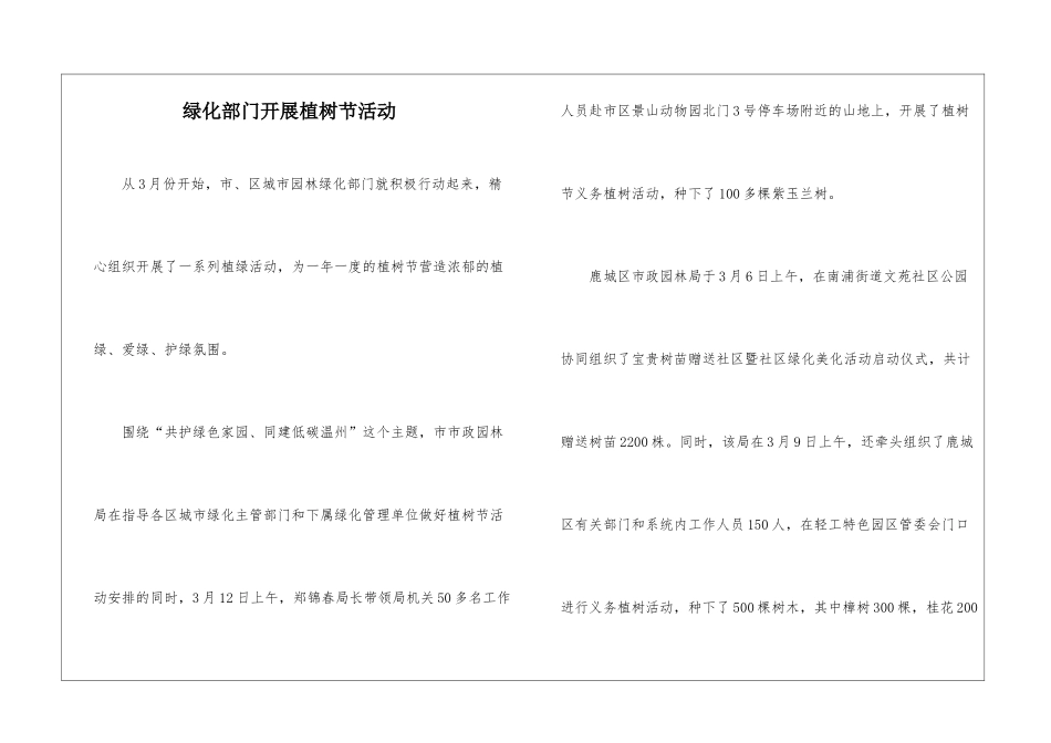绿化部门开展植树节活动_第1页