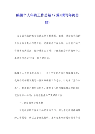 编辑个人年终工作总结12篇