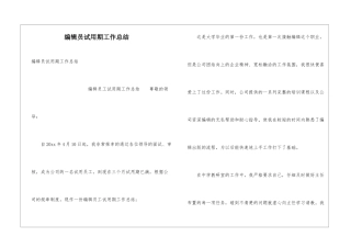 编辑员试用期工作总结