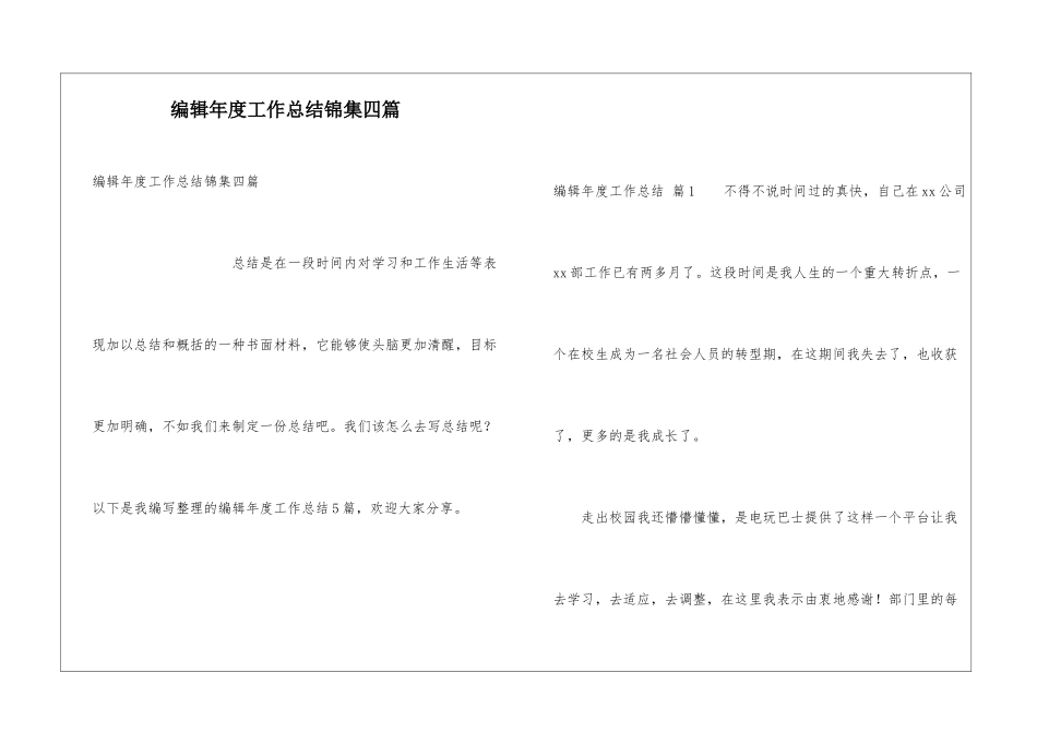 编辑年度工作总结锦集四篇_第1页