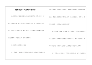 编辑部员工试用期工作总结