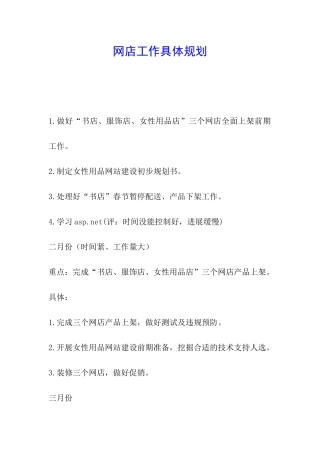 网店工作具体规划